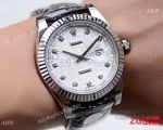 Copy Rolex Datejust Watch 40mm Diamond Markers Leather Strap